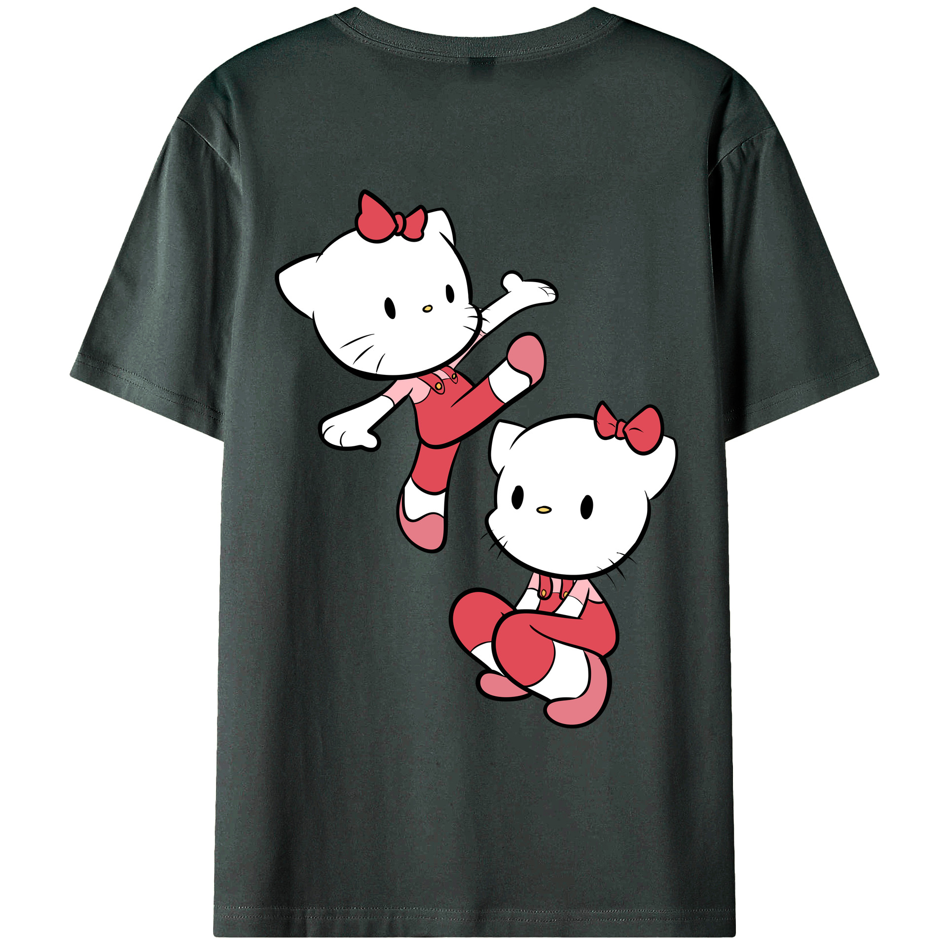 （画像用） Hello Kitty ハローキティ 綿100％ メンズ半袖Tシャツ（バックプリント） 通気性